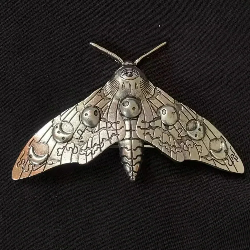 Gothic Silver Moth Hair Pin